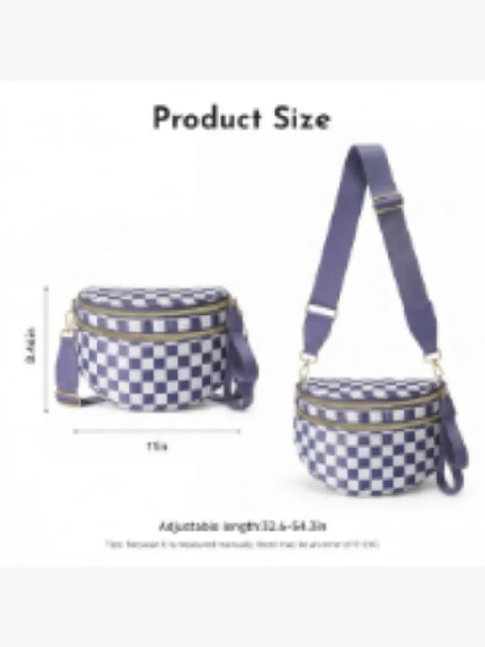 Nylon Checkered Crossbody Bag Large Sling Purse Adjustable Strap Bum Bag Women